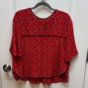 Zara Red Patterned Women's Blouse